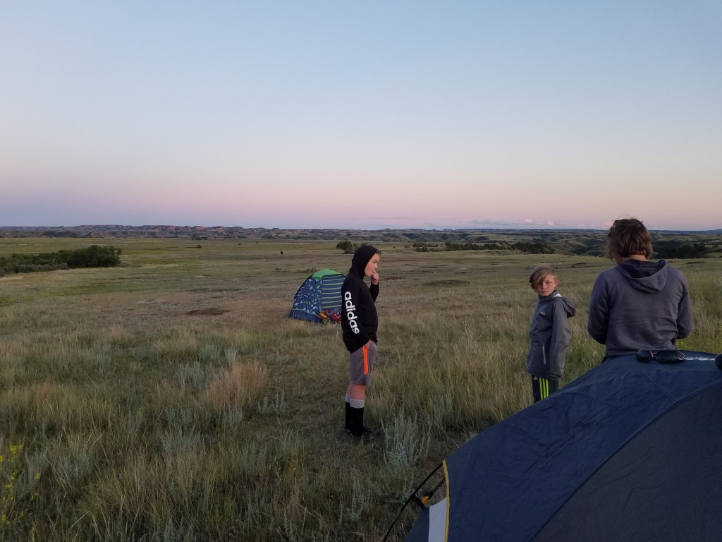 The bison working his way up the plateau towards our camp. Mind you, our tents are pitched about ten yards from the edge of a steep ravine. Nowhere for us to retreat to higher ground.